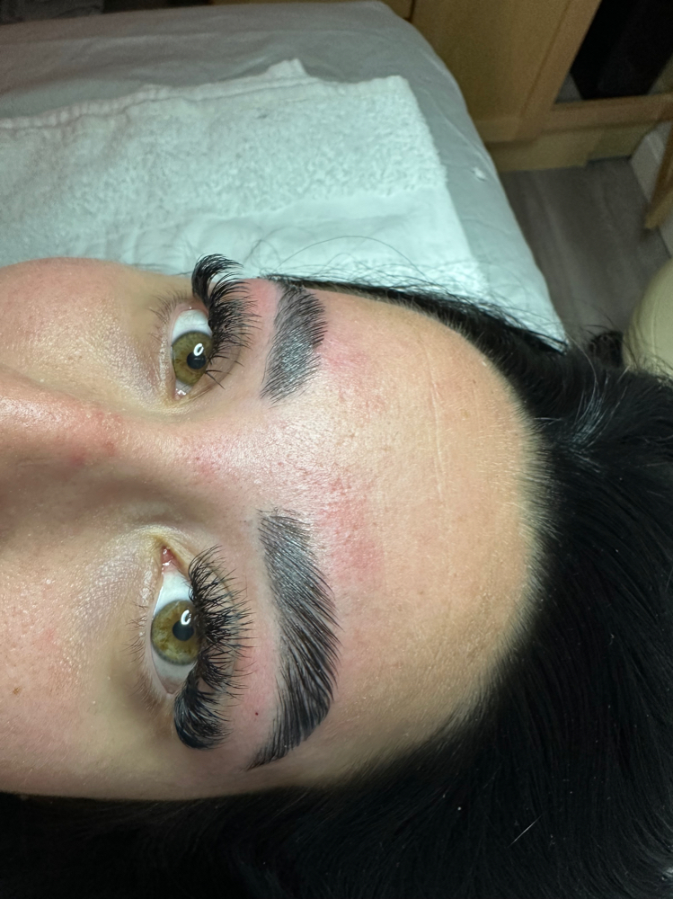 brow lamination, wax, & tint