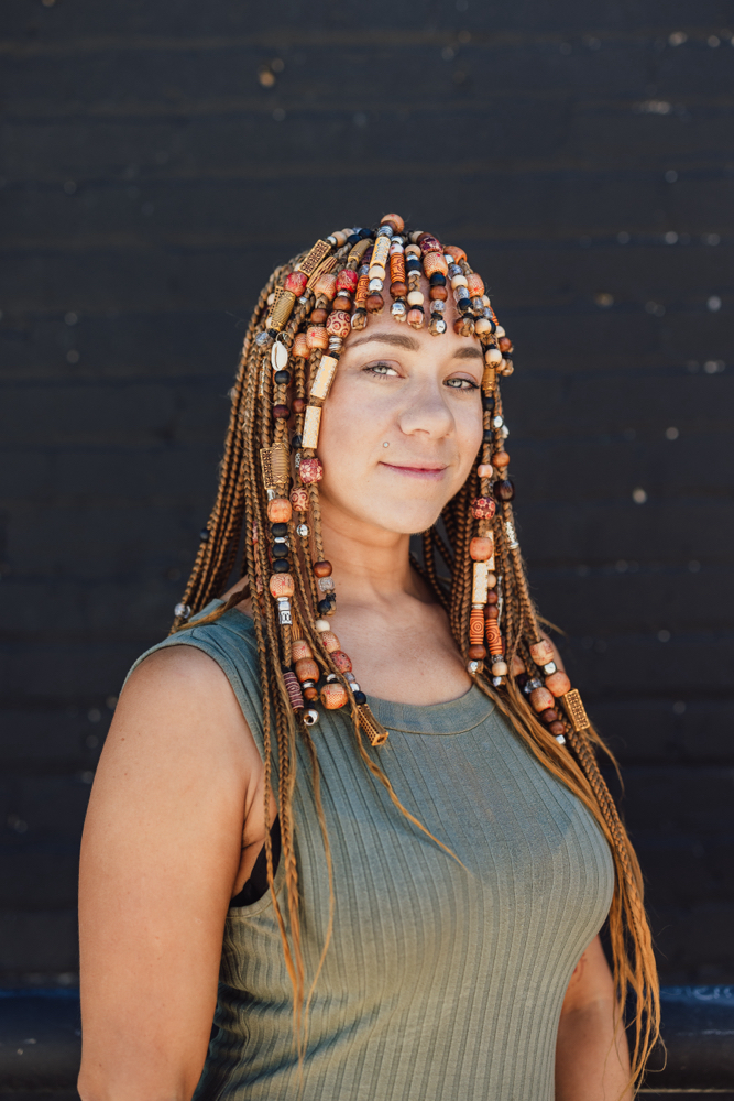 Beaded Box Braids with Beaded Bangs