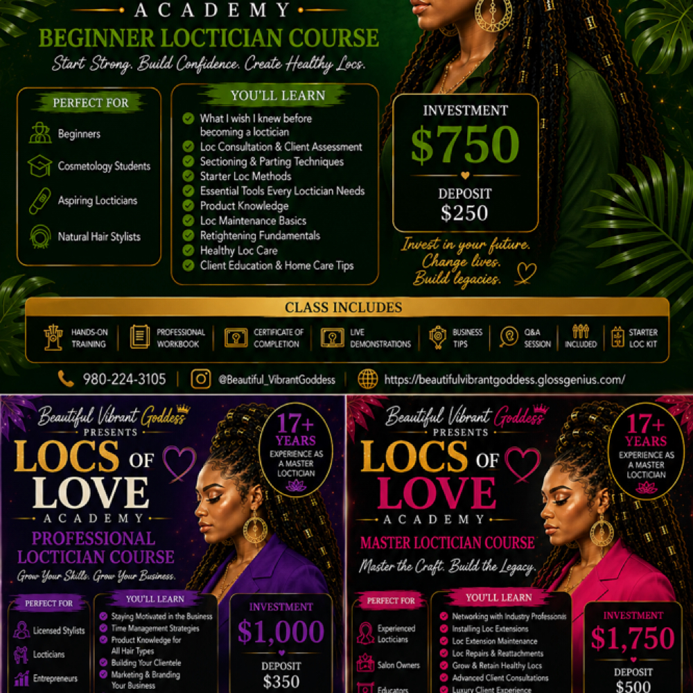 Professional Loctician Course at Beautiful Vibrant Goddess in Mooresville, NC