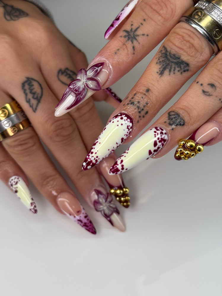 Long Acrylic Full Set W/ Design at Nailsbybell in Royersford, PA