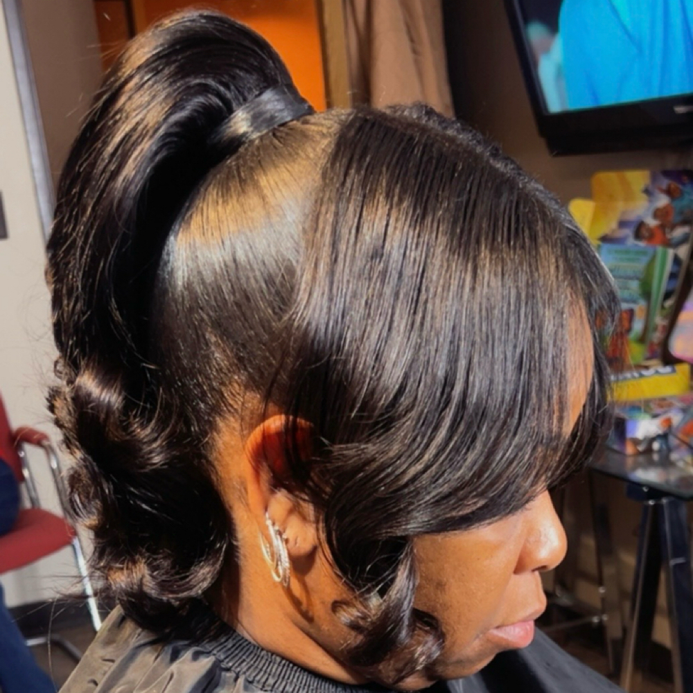 Ponytail With Added Track Bangs 💕 at NERDY GIRL BEAUTY STUDIO ✨✨ in 48034