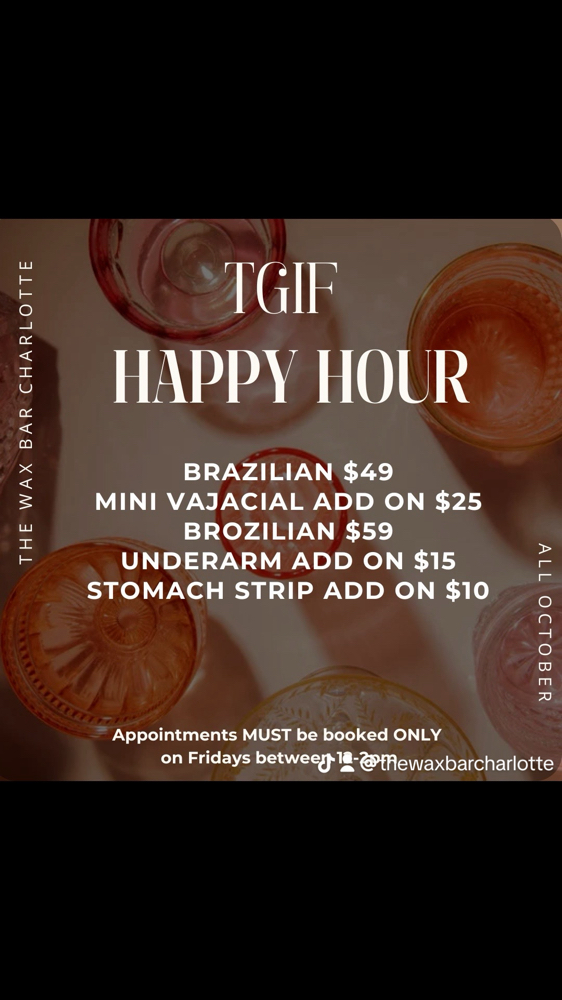 TGIF Happy Hour -ONLY Friday 12-2pm