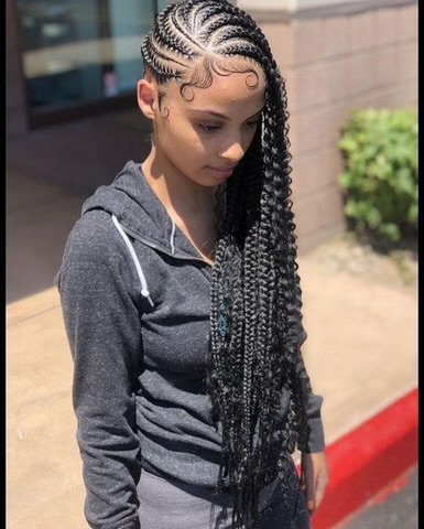 Lemonade Fulani Braids W/curls Med
