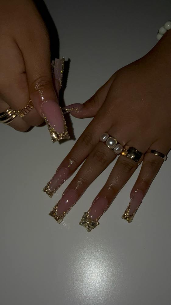 Full Bling French Tips at Nailed by Morgan in Savannah, GA