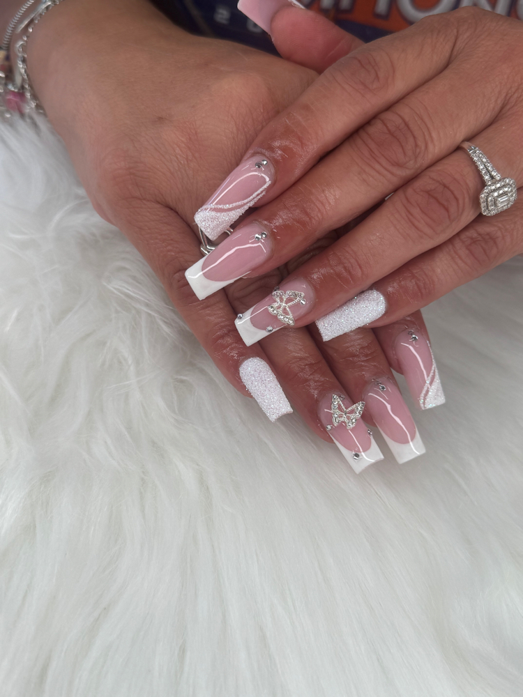 Long french tip full set
