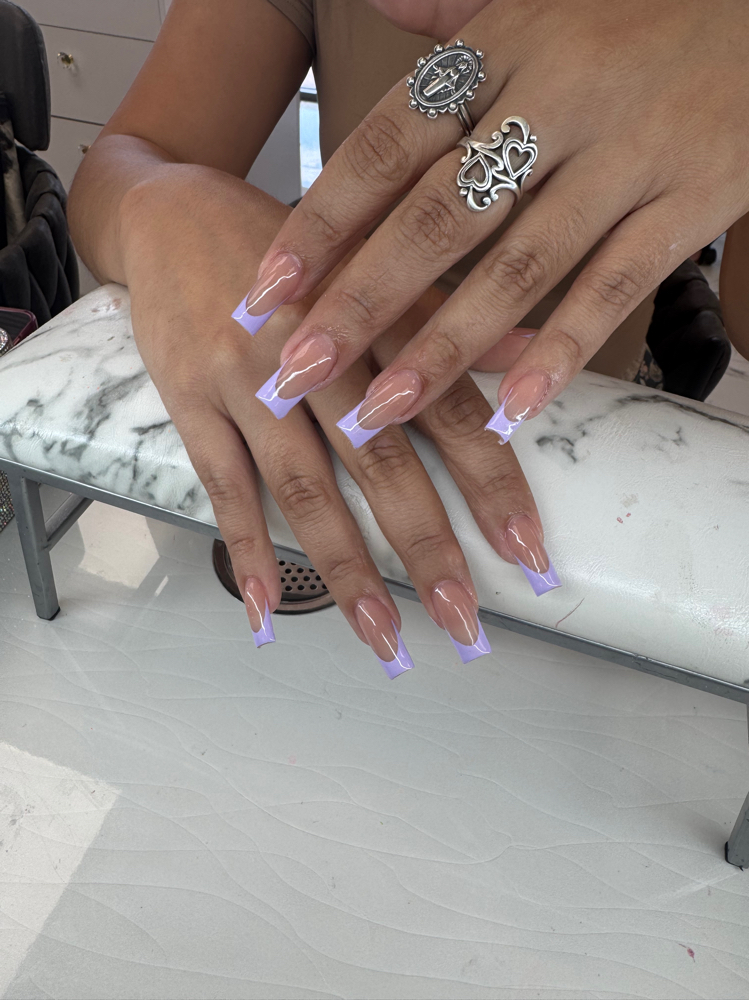 Long french tip full set