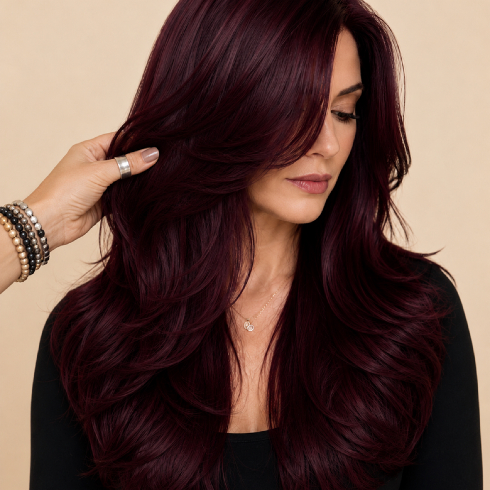 Custom color roots to ends at Luxe Studio in Palmdale, CA