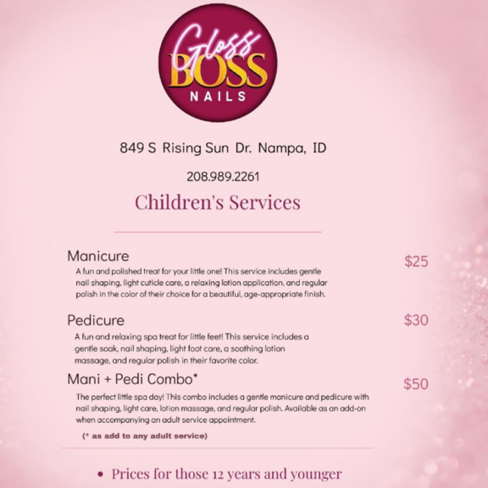 Kids Services at Gloss Boss Nails in Nampa, ID