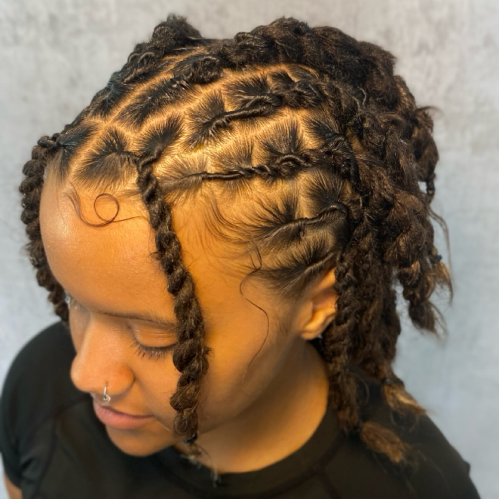 April 🌧️ $85 Retwist & Style at Rose Cosmetics Locs & Lashes in Hagerstown, MD