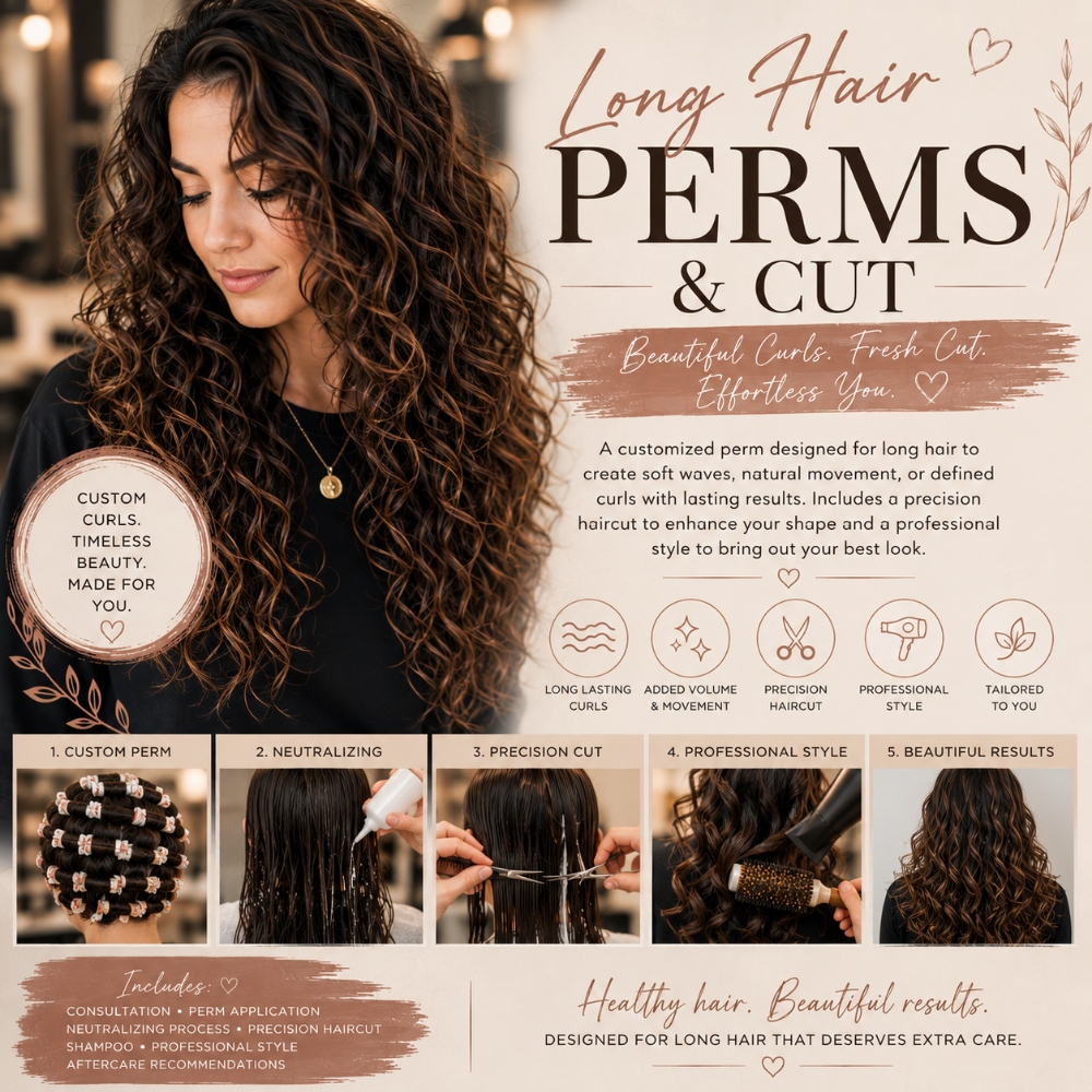 Long Hair Length Perms & Cut at Regina's Hair & Nail Studio in Corning, CA