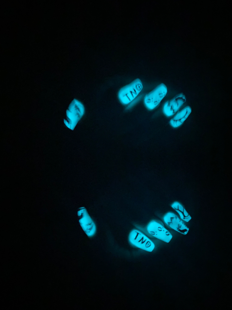 Glow Acrylic at Turquoise nails in Capitan, NM