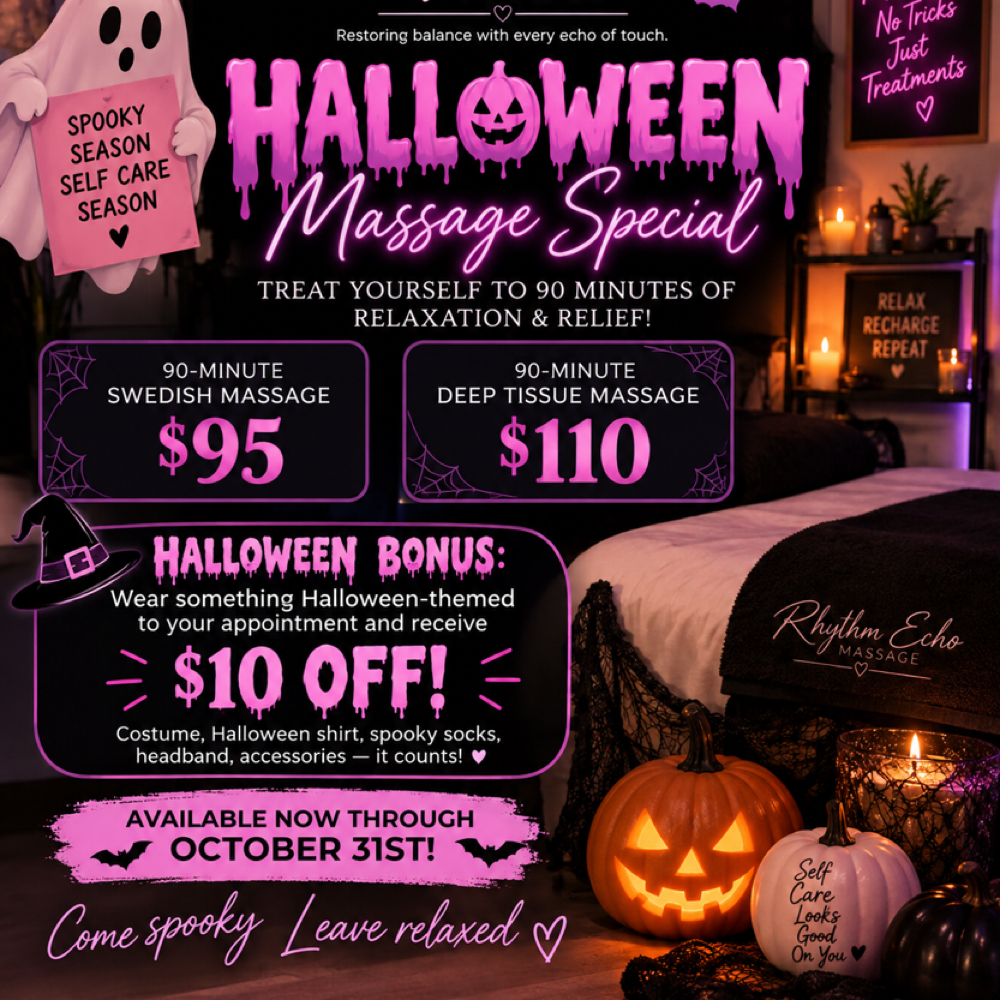 90 Halloween Special Deep Tissue at Rhythm Echo Massage in Bedford, OH