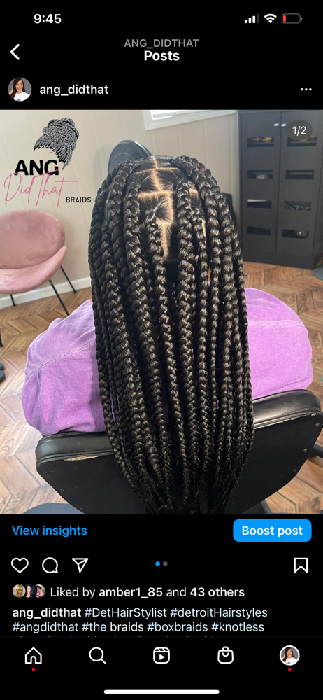 Large Mid Back Knotless Braids