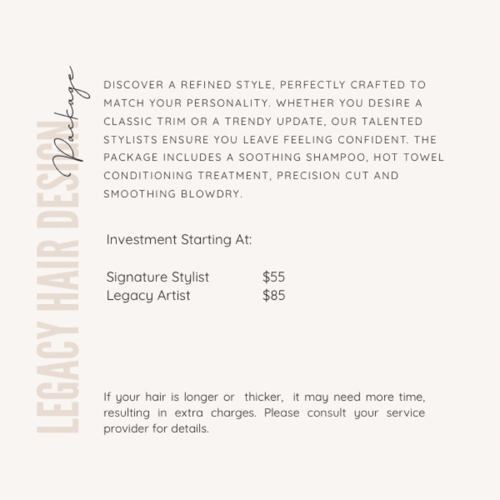 Legacy Hair Design Package at Luxe & Legacy Salon in Spring, TX