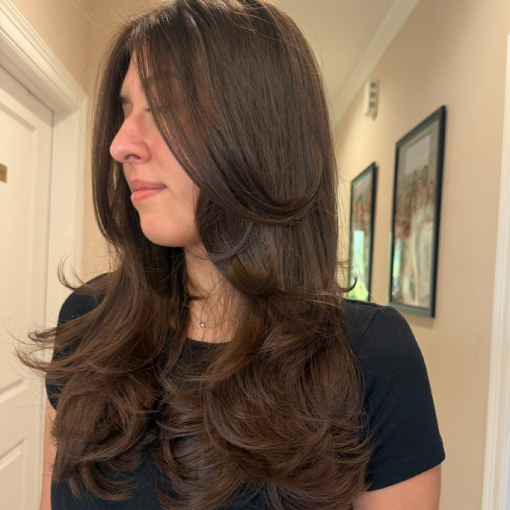 Bombshell Custom Cut And Style at Crystal Rose Beauty in Pearland, TX