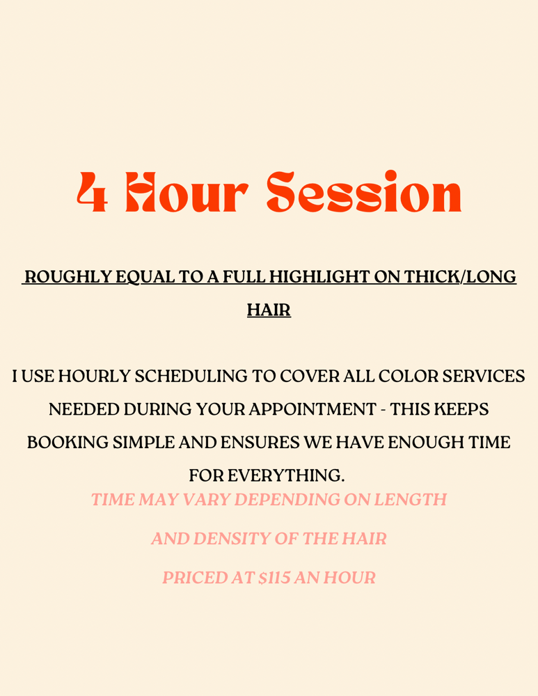 4 HOUR SESSION