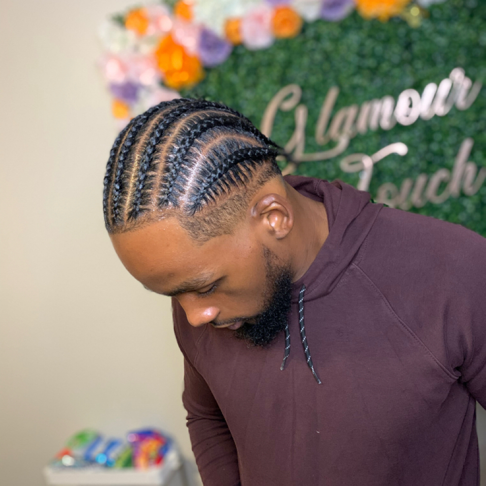 Mens' Stitched Cornrows at Glamour Touch by Che' in Durham, NC
