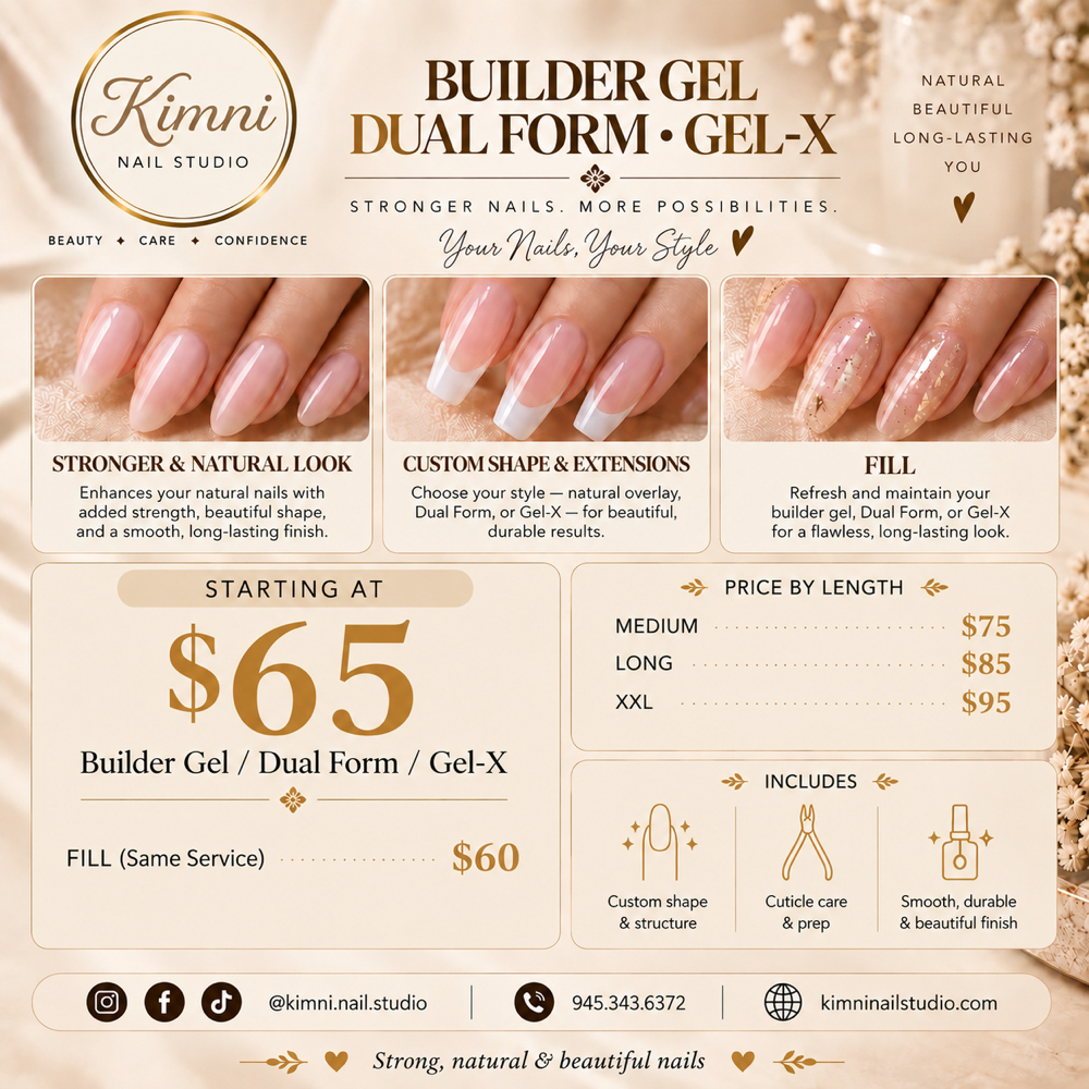 Builder Gel/Dual Form/Gel X at Kimni Nail Studio in Red Oak, TX