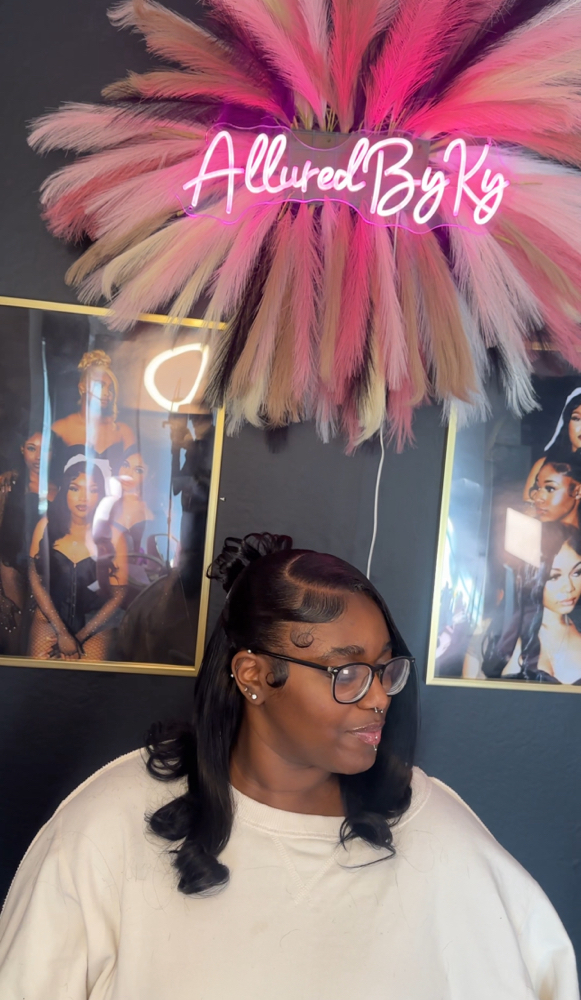 side part low half up half down at alluredbyky in laveen, AZ