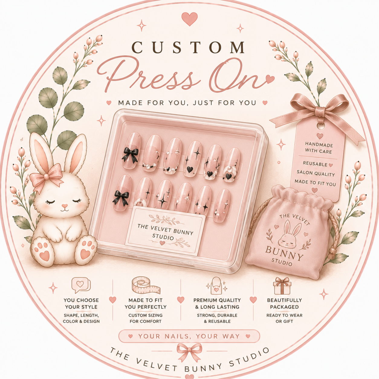 Custom Press-On at The Velvet Bunny Studio in Tulsa, OK