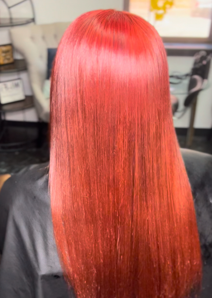 Relaxed Hair Silk Press With Trim