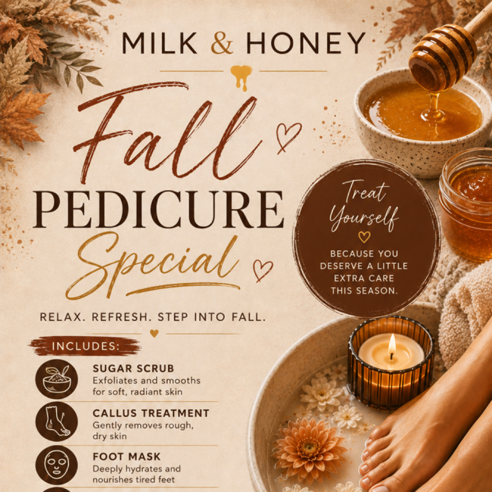 MILK & HONEY PEDI FALL SPECIAL at Flor De Mayo in Marion, NC