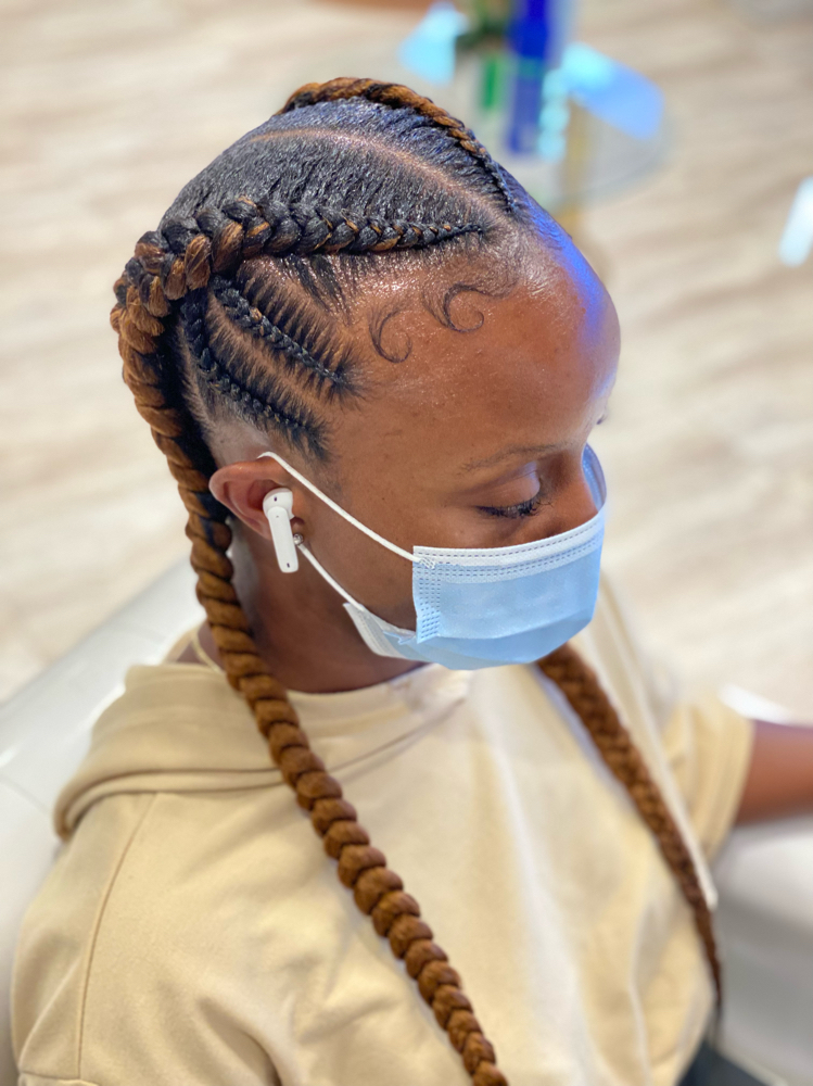 Two Feed Ins w/ Little Braids