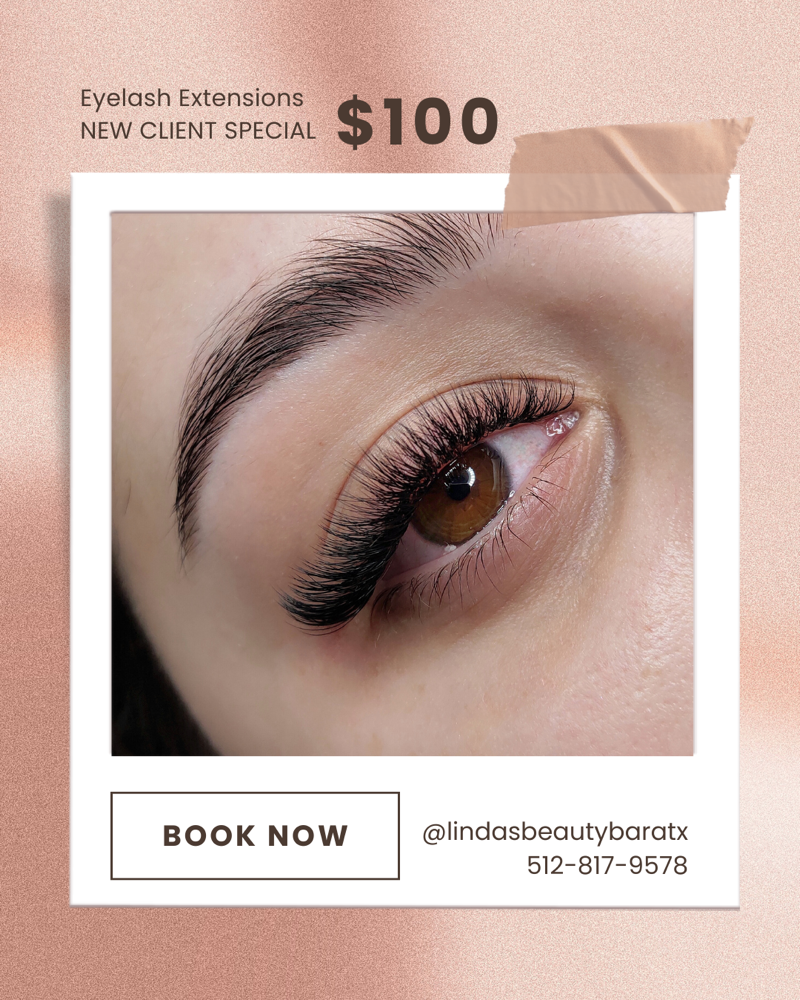 Eyelash Extensions NEW CLIENT SALE at Linda’s Beauty Bar in Leander, TX