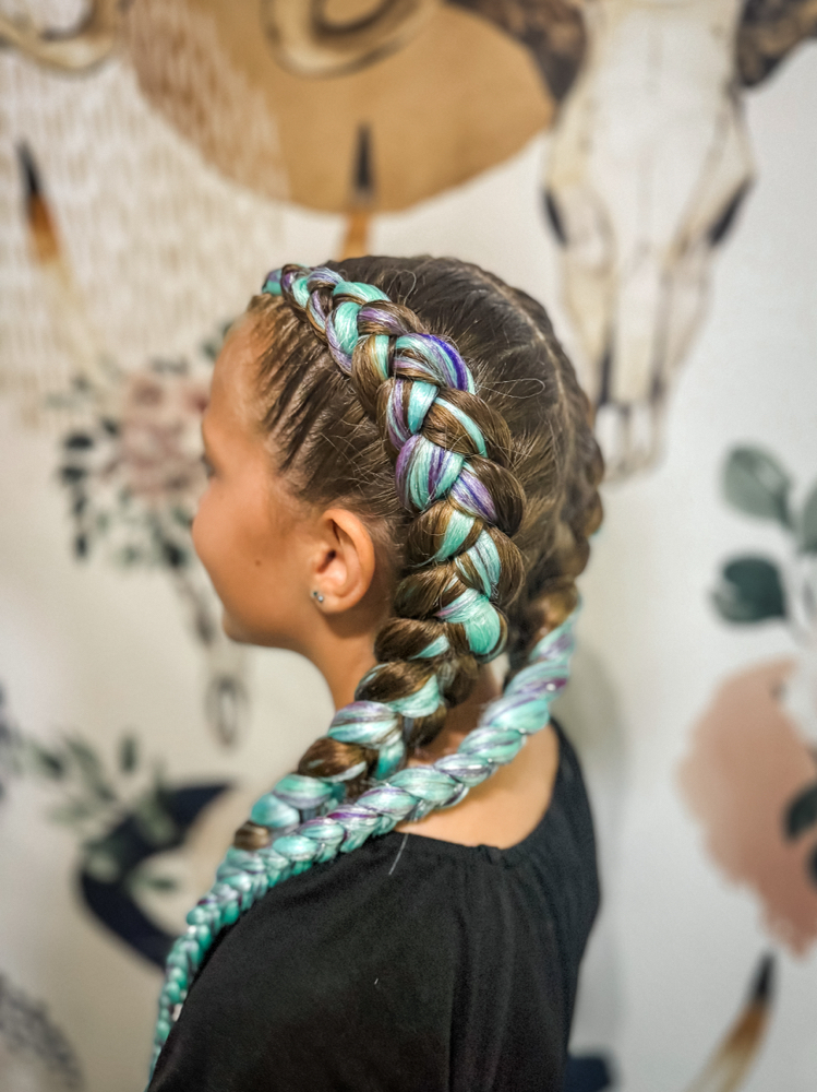 Double Dutch Braids w/hair added at Braids by Lacey in Sioux Falls, SD