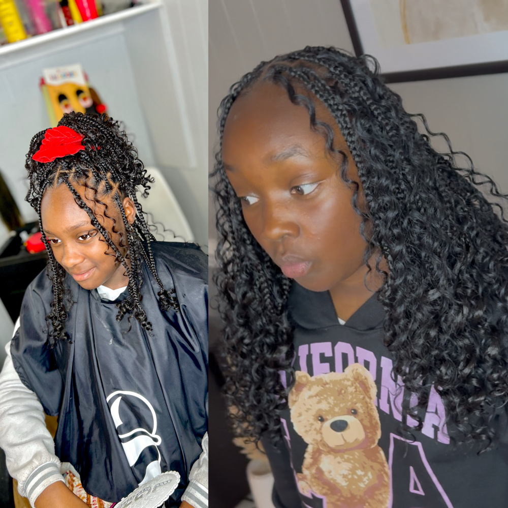 Boho Knotless With Curly Ends (kids at Lyric Gifted Hands in Carson, MS