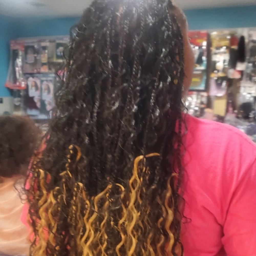 Waist Length Bohemian at Djina  Braiding in Grand Prairie, TX