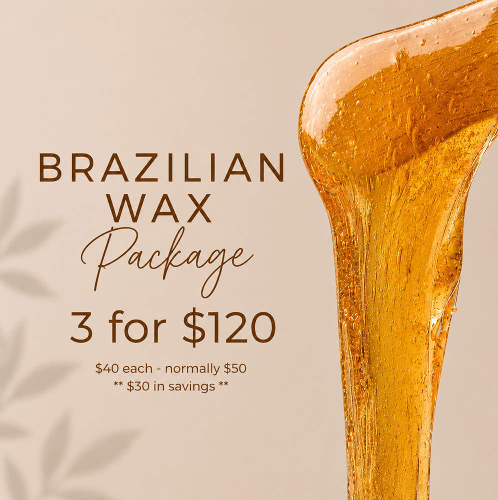 Brazilian Wax Package 3/$120 at Beauty by Chelsea J Waxing • Lashes • Brows • Permanent Jewelry in Riverside, CA