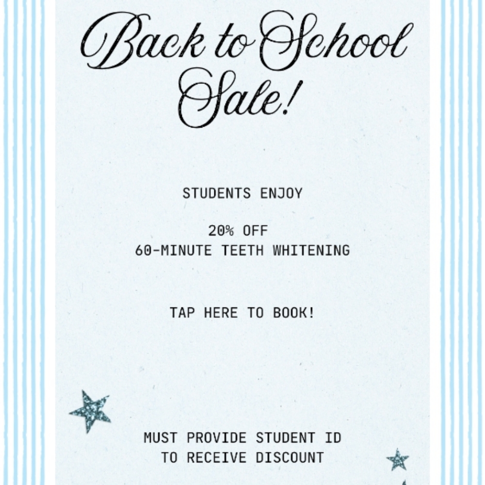 Back To School Sale at Belle âme Cosmetic Teeth Whitening in Salinas, CA