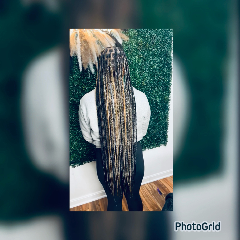 Long passed the butt box braids