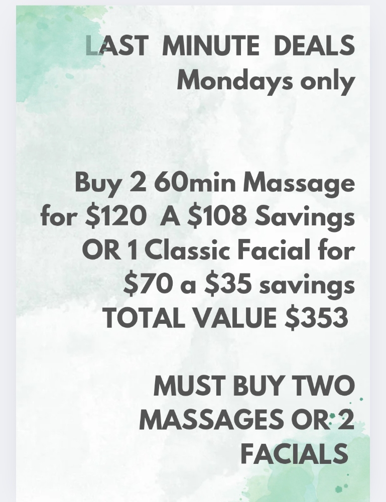 Massage MONDAYS ONLY