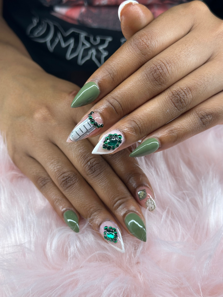 Acrylic Full Set, Medium Stiletto