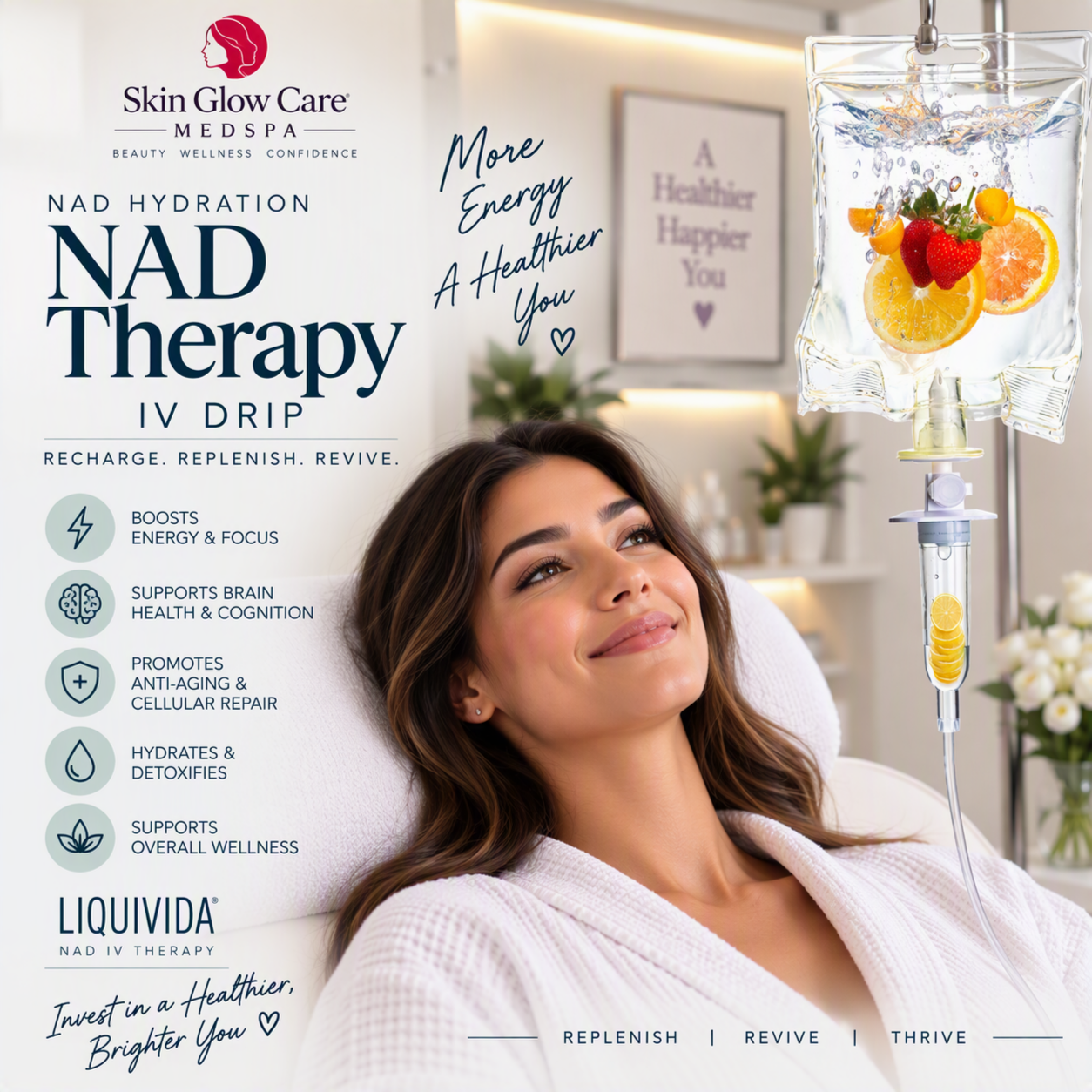 The NAD Hydration Drip at Skin Glow Care MedSpa in Modesto, CA