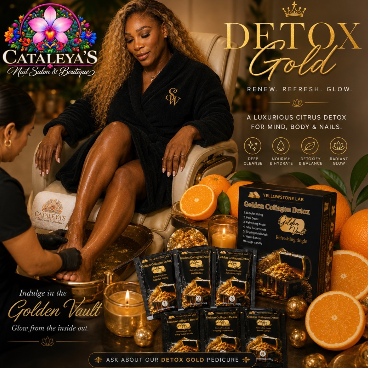 Serena Williams Collagen Pedi ✨ at Cataleya's Nail Salon and Boutique in Phoenix, AZ