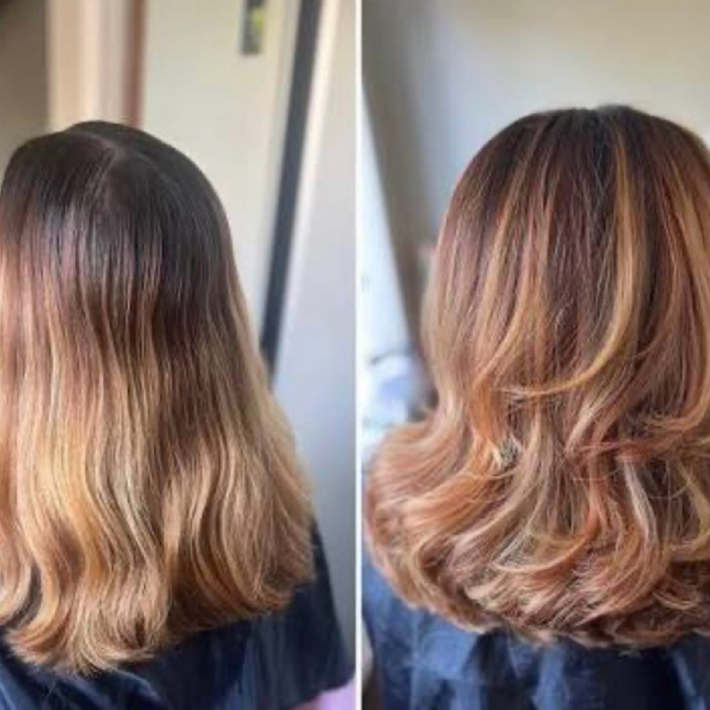 Root Color & Blowdry at Salon CC in Peabody, MA