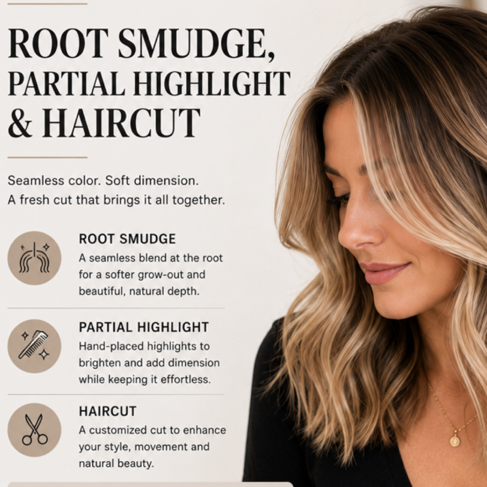Root Smudge, Partial and Haircut at Lauren A Stylist in Thomasville, GA