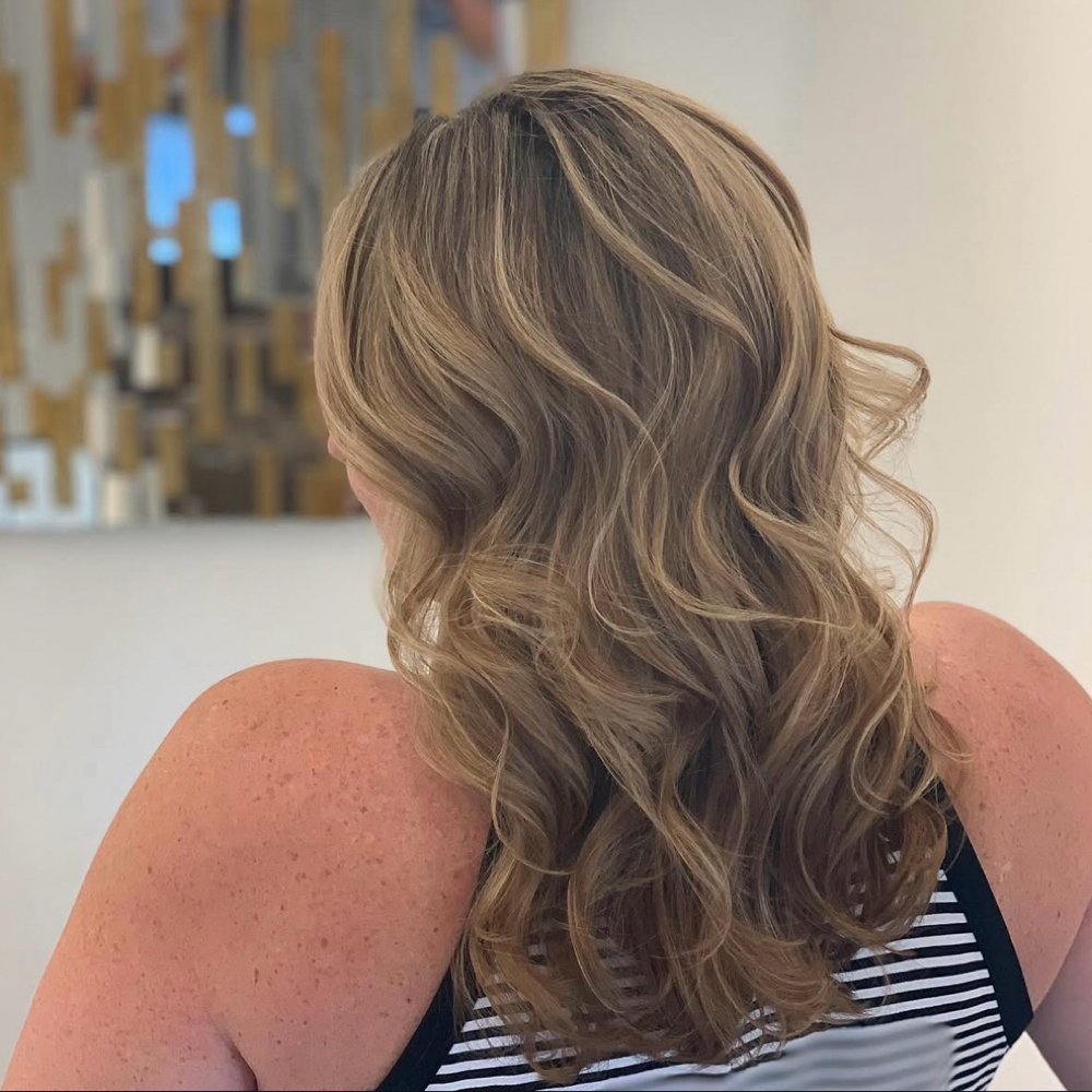 partial balayage at hue & halo in Arlington, VA