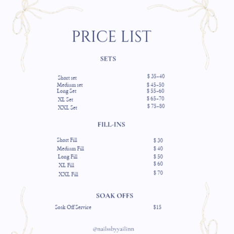 Pricing & Payment Info at Nails By Yailinn in Olive Branch, MS