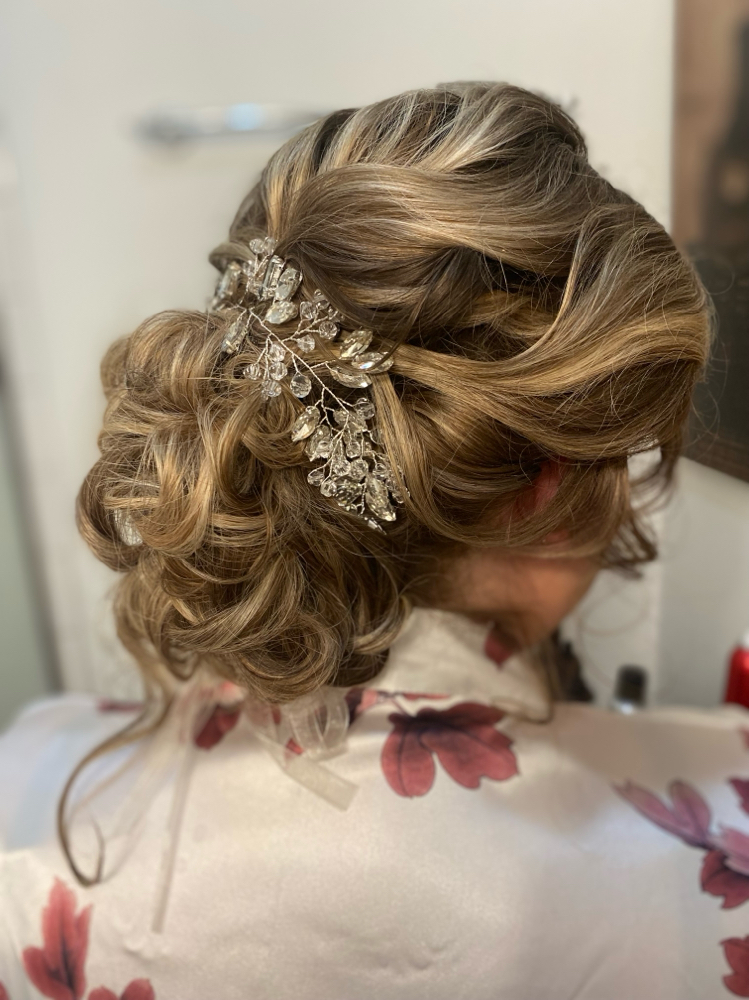 Formal updo - All up mid length at Pretty Parlor By Lyric in Humble, TX