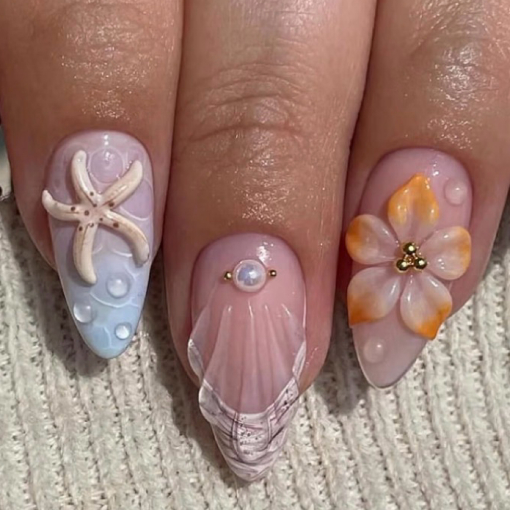 3D nail Art On each nail at 7 1 8 Beauty Bar in Hoboken, NJ