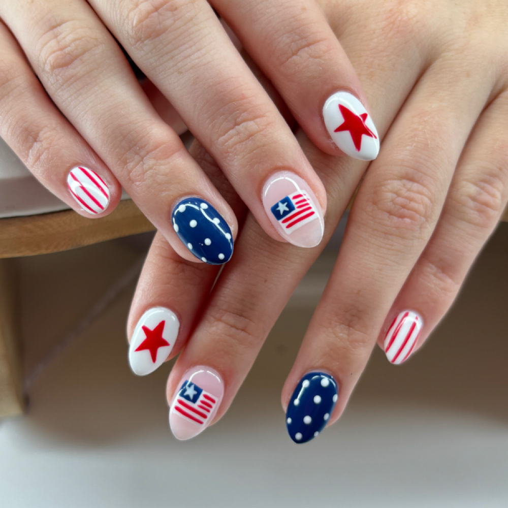 Gel Extensions with Nail Art at Icon Nail Beauty in Landrum, SC