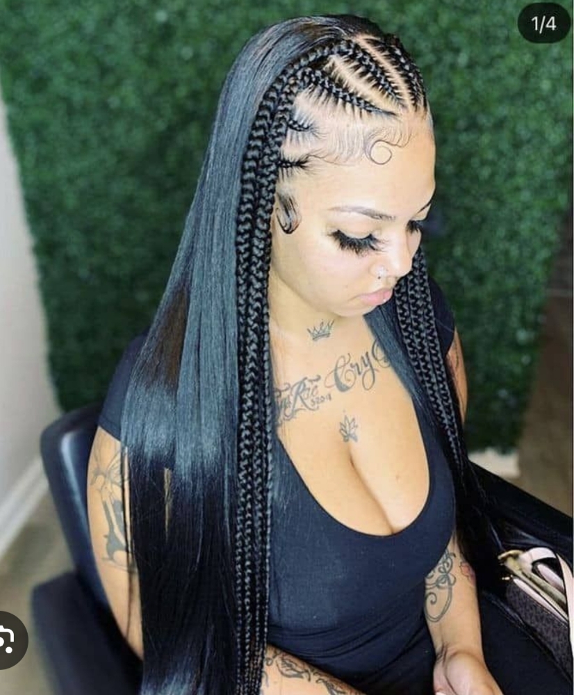 Tridal Braids with Sew in Weft Hair