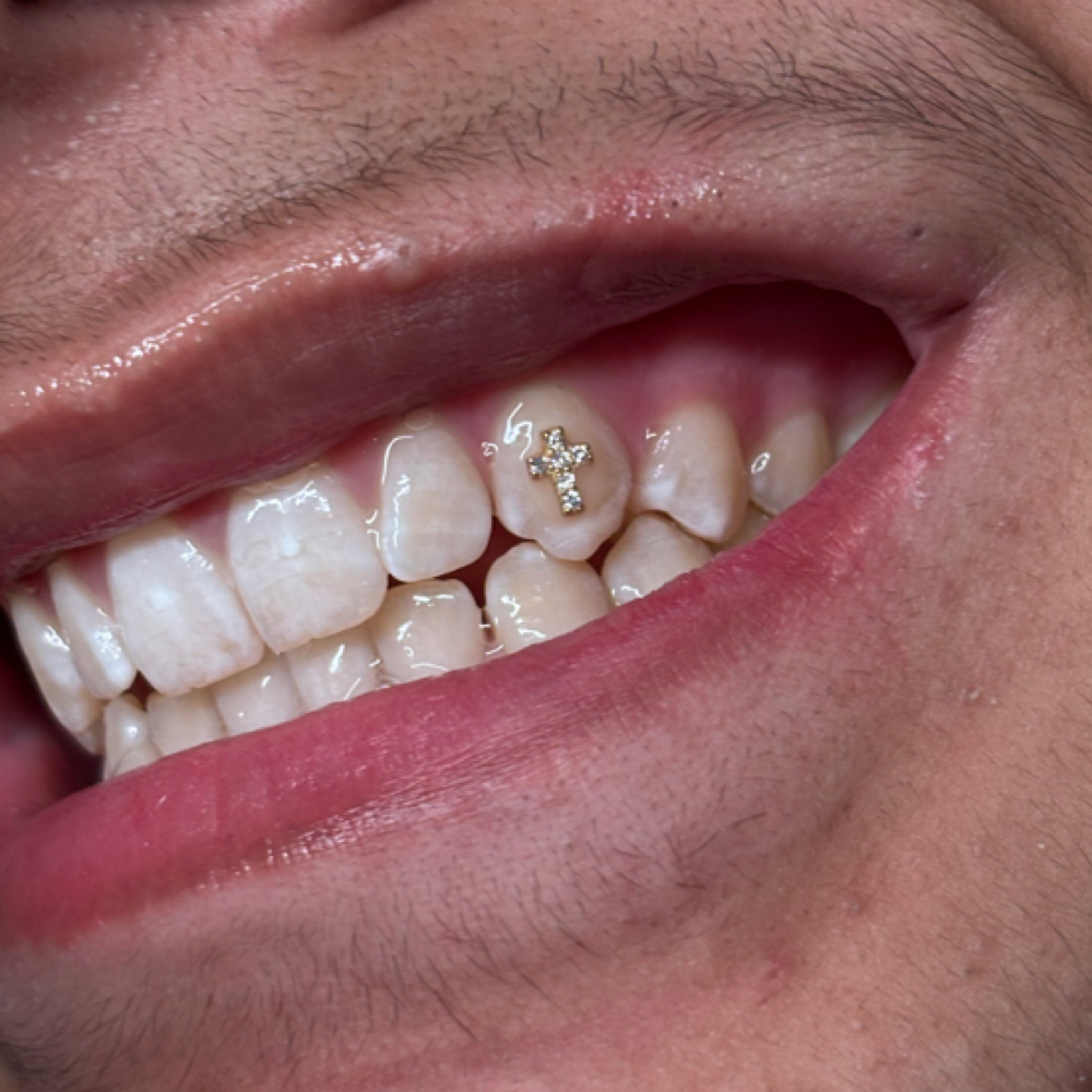 18K Gold + Diamond Tooth Charms at Bright Babe Studio in Alice, TX