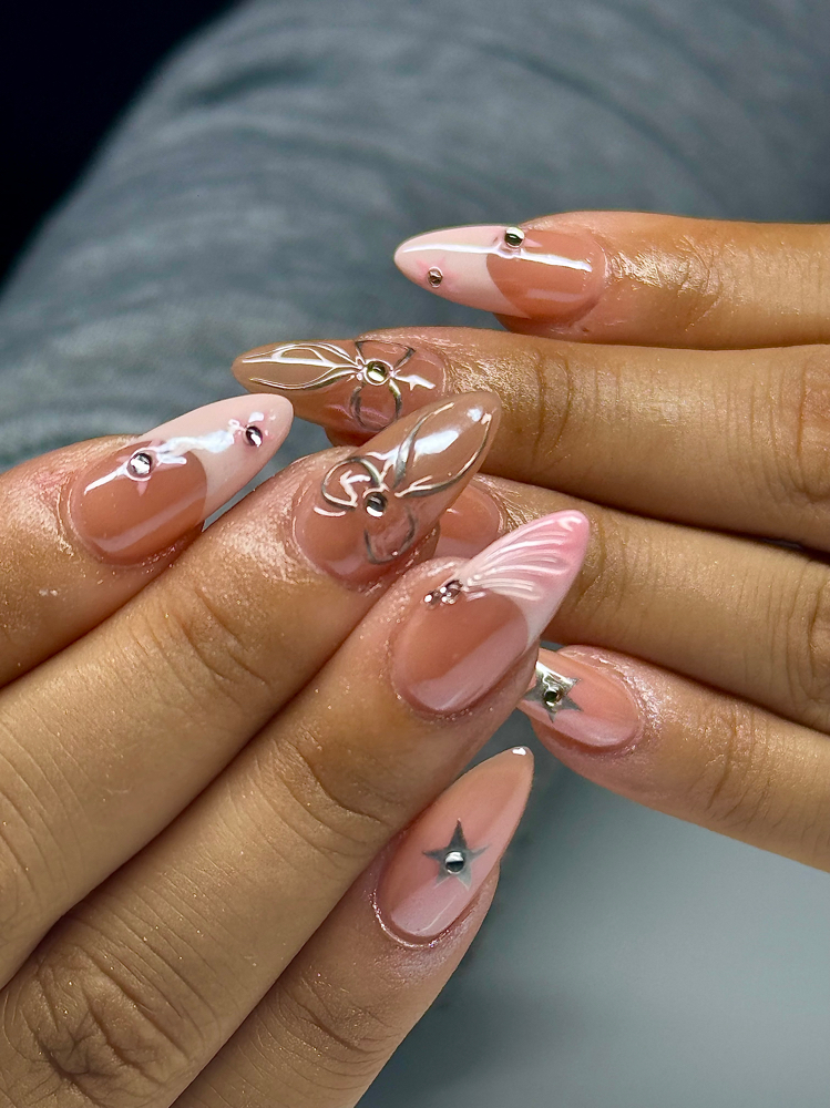 Chrome Powder On All Nails