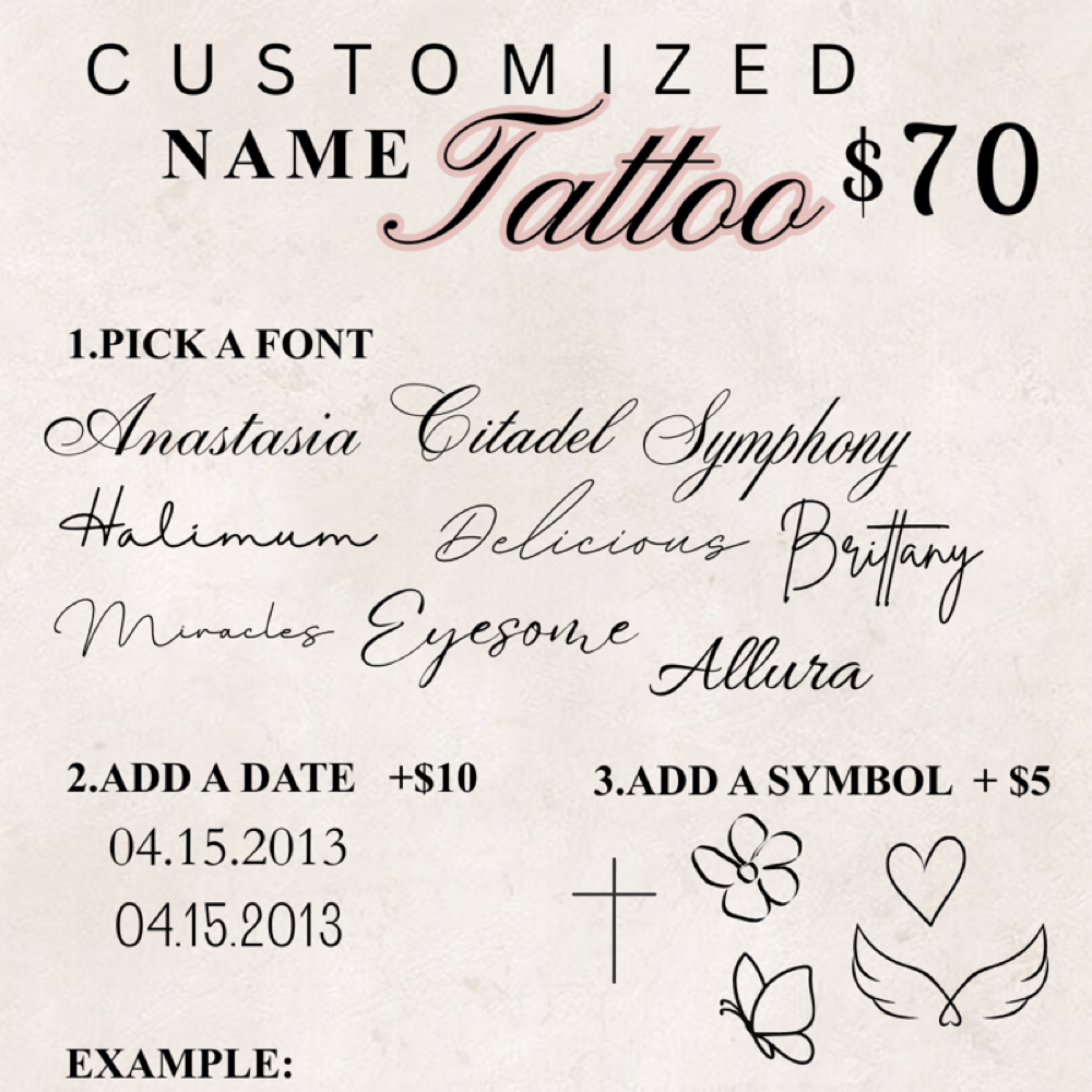 Customized Name Tattoo at Divine Physique Beauty & Brows in Riverside, CA