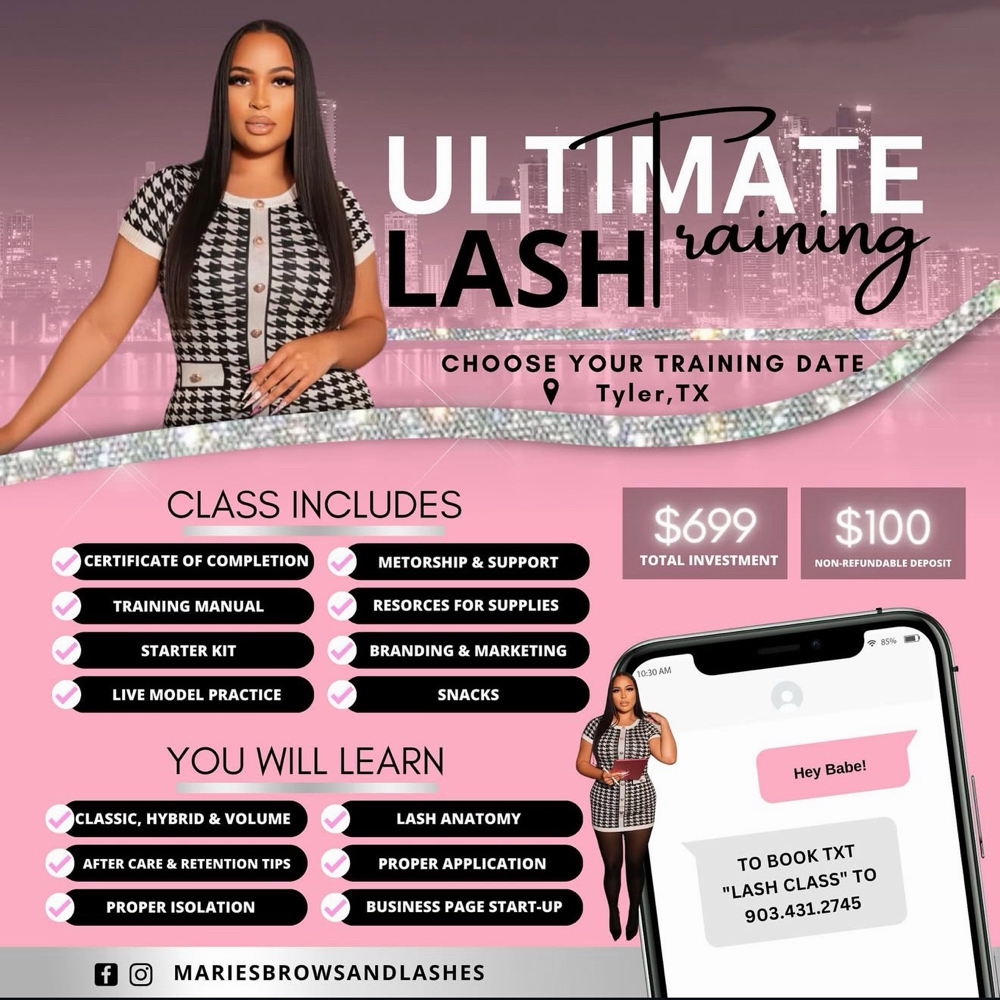 1:1 Eyelash Extension Training at Marie’s Brows And Lashes in Tyler, TX